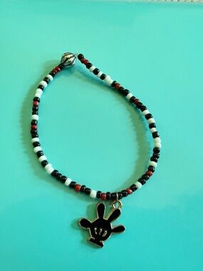 Handmade Disney Mickey Mouse Glove Hand Charm Beaded Bracelet